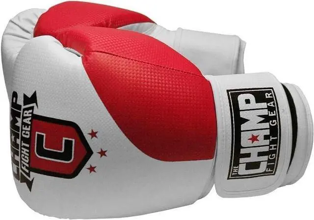 Alt view image 5 of 5 - Amber Fight Gear The Champ Fight Gear Alpha Series Boxing Gloves with Wrist Support for Boxing Kickboxing Muay Thai Training or Sparring Punching Bag Mitts Red/White 10 oz.