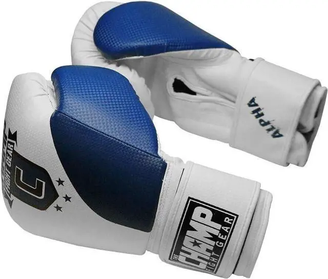 Alt view image 2 of 4 - Amber Fight Gear The Champ Fight Gear Alpha Series Boxing Gloves with Wrist Support for Boxing Kickboxing Muay Thai Training or Sparring Punching Bag Mitts Blue/White 8 oz.