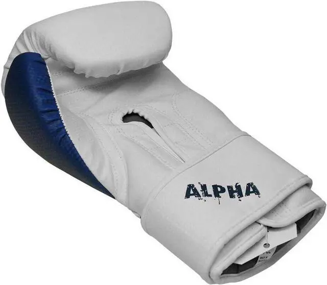 Alt view image 3 of 4 - Amber Fight Gear The Champ Fight Gear Alpha Series Boxing Gloves with Wrist Support for Boxing Kickboxing Muay Thai Training or Sparring Punching Bag Mitts Blue/White 8 oz.