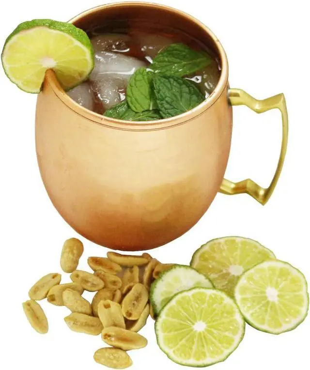 Alt view image 3 of 4 - LIVEVIE Moscow Mule Mugs, Handcrafted Hammered Design with Brass Handle, Perfect for Cocktails, Iced Coffee, Tea & Cold Drinks, 16oz, Set of 2