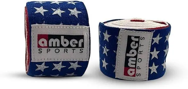 Alt view image 2 of 5 - Amber Fight Gear USA Flag Handwraps, 180 inch Breathable Polyester Boxing Wraps for MMA, Kickboxing, Muay Thai, Training, Wrist & Knuckle Support, Machine Washable, Sold as a Pair