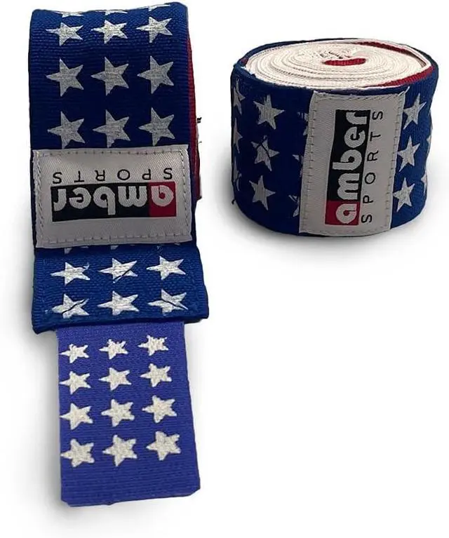 Alt view image 4 of 5 - Amber Fight Gear USA Flag Handwraps, 180 inch Breathable Polyester Boxing Wraps for MMA, Kickboxing, Muay Thai, Training, Wrist & Knuckle Support, Machine Washable, Sold as a Pair
