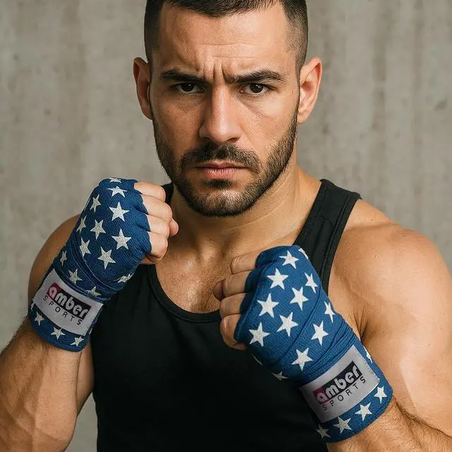 Alt view image 5 of 5 - Amber Fight Gear USA Flag Handwraps, 180 inch Breathable Polyester Boxing Wraps for MMA, Kickboxing, Muay Thai, Training, Wrist & Knuckle Support, Machine Washable, Sold as a Pair