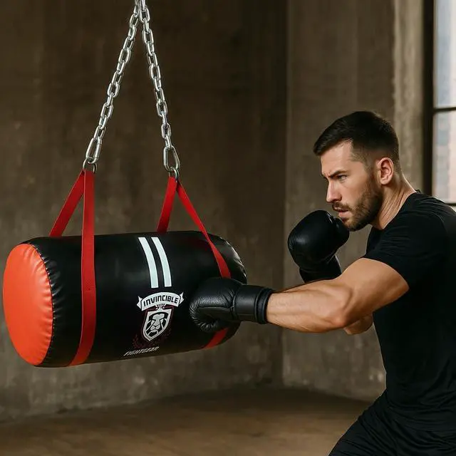 Alt view image 4 of 4 - Invincible Fight Gear Ultimate 60 lb Uppercut Bag for Boxing, MMA & Muay Thai  ToughTek Synthetic Leather, Heavy-Duty Punching Bag for Clinch, Knee Strikes, Ground & Pound, Full-Body Conditioning