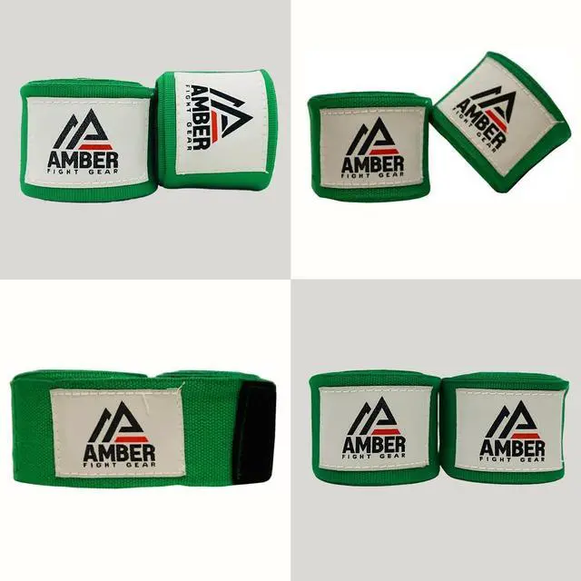 Alt view image 5 of 6 - Amber Fight Gear Semi Elastic Professional 180-Inch Hand Wraps with Hook and Loop Closure for Boxing Kickboxing Muay Thai MMA for Men and Women  Sold as a Pair Black Green