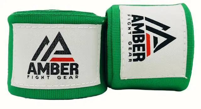 Alt view image 6 of 6 - Amber Fight Gear Semi Elastic Professional 180-Inch Hand Wraps with Hook and Loop Closure for Boxing Kickboxing Muay Thai MMA for Men and Women  Sold as a Pair Black Green