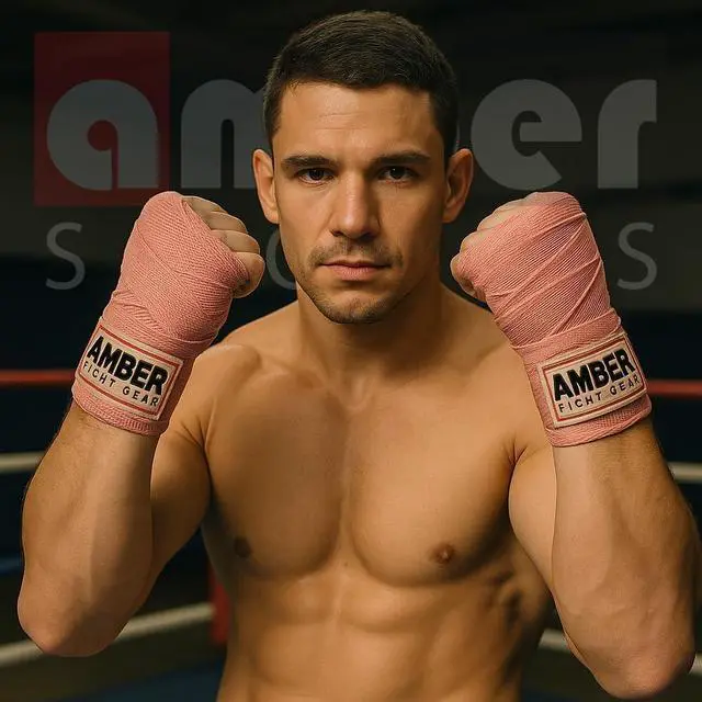 Alt view image 4 of 6 - Amber Fight Gear Semi Elastic Professional 180-Inch Hand Wraps with Hook and Loop Closure for Boxing Kickboxing Muay Thai MMA for Men and Women  Sold as a Pair Black Pink