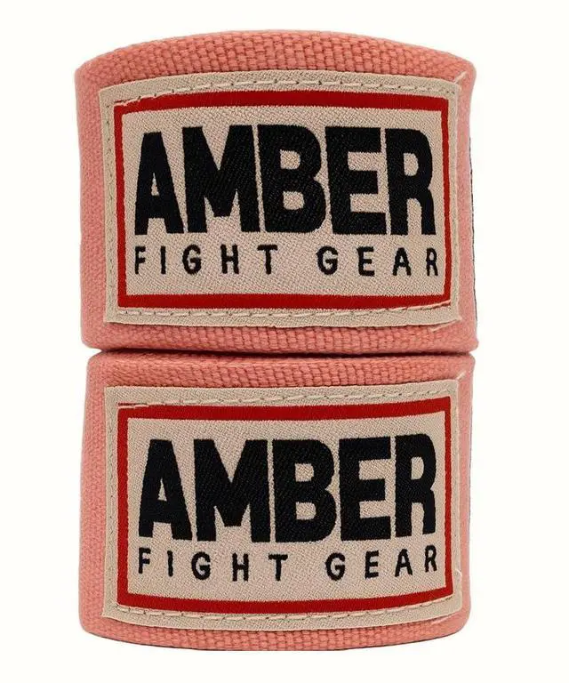 Main image of Amber Fight Gear Semi Elastic Professional 180-Inch Hand Wraps with Hook and Loop Closure for Boxing Kickboxing Muay Thai MMA for Men and Women  Sold as a Pair Black Pink