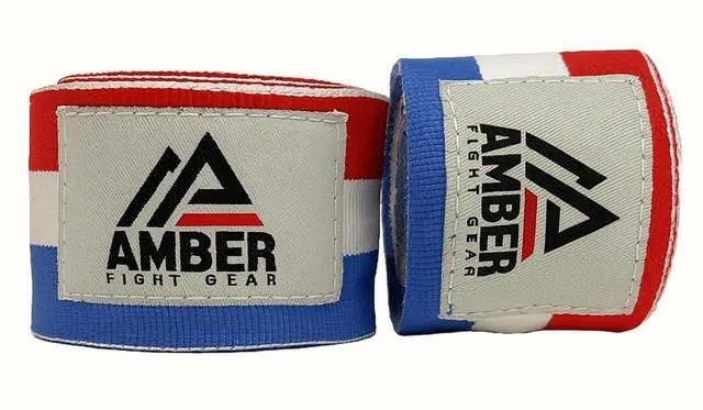 Alt view image 4 of 5 - Amber Fight Gear Semi Elastic Professional 180-Inch Hand Wraps with Hook and Loop Closure for Boxing Kickboxing Muay Thai MMA for Men and Women  Sold as a Pair USA