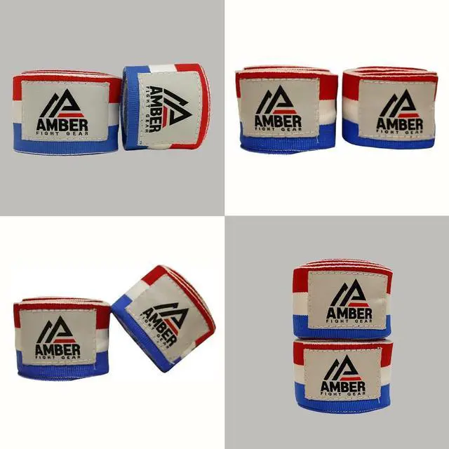 Alt view image 5 of 5 - Amber Fight Gear Semi Elastic Professional 180-Inch Hand Wraps with Hook and Loop Closure for Boxing Kickboxing Muay Thai MMA for Men and Women  Sold as a Pair USA