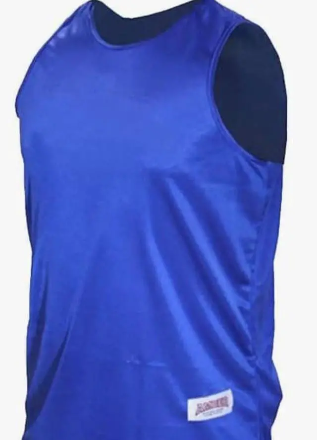 Alt view image 2 of 3 - Amber Fight Gear Premium Durable Boxing Jersey with Satin Finish Fabric - Comfortable & Stylish Training Gear for Unmatched Performance in Blue X-Large