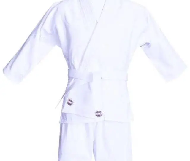 Alt view image 2 of 3 - Amber Fight Gear Judo Uniform 100% Cotton, Single Weave, Durable & Comfortable, Drawstring Pants, Ideal for Training & Competition  Sold in Sets, White, Size 2
