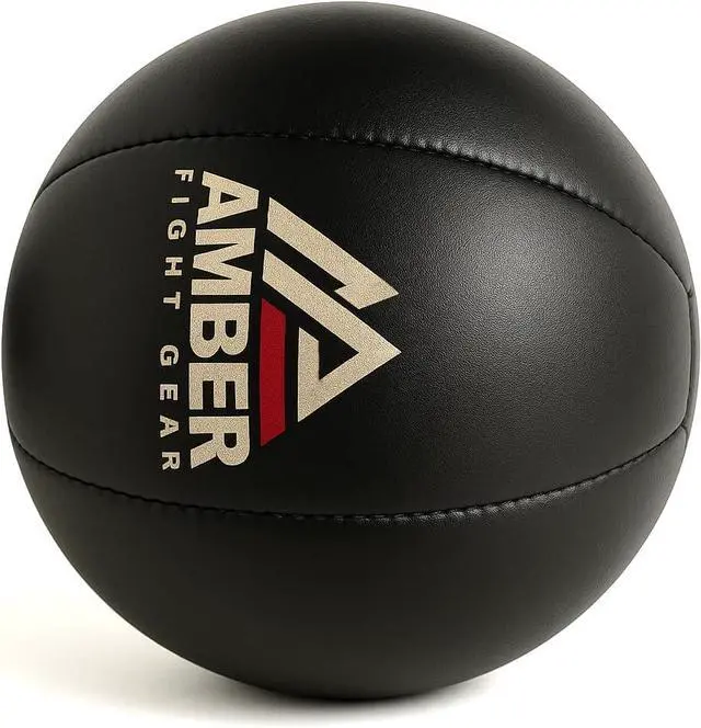 Alt view image 5 of 5 - Amber Fight Gear Leather Medicine Ball for Strength & Conditioning, Plyometric & Core Training, Cardio Workouts for Muscle Building, Squats, Lunges, Partner Training. 20 lbs.