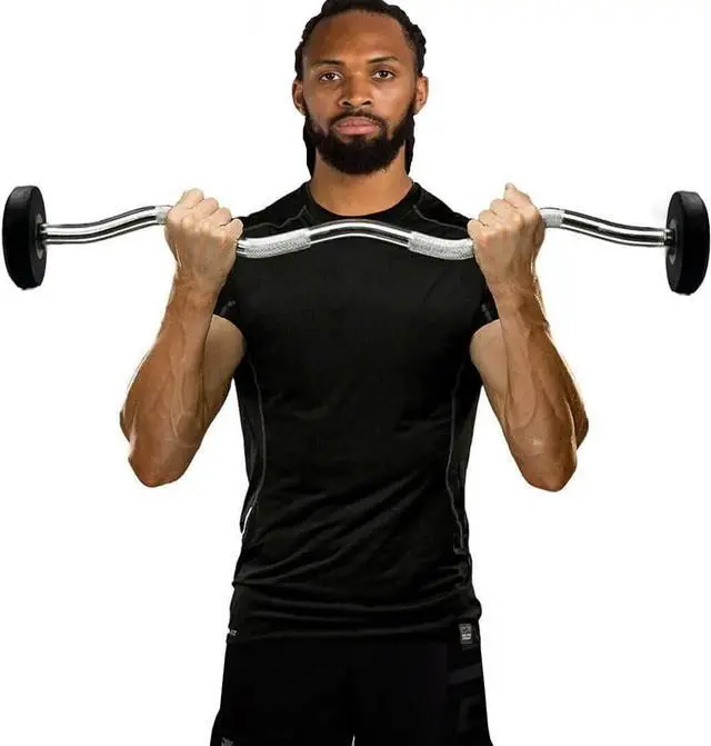 Alt view image 5 of 5 - Amber Fight Gear Rubber Coated Pre-weighted Curl Bars Elevate Your Workouts with Durable Alloy Steel Construction, Secure Knurled Grip, Wide Weight Range (10lb to 100lb), Enhanced Comfort 100 lbs.
