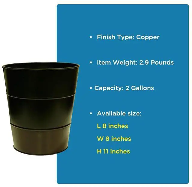 Alt view image 3 of 5 - LIVEVIE Millennium Collection Modern Trash Can Wastebasket - Elegant Antique Copper Finish, Perfect for Recycling, Bathroom, Kitchen, Home Office, Dorm, Kids Room (Set of 2)
