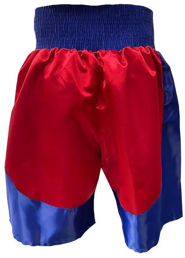 Alt view image 5 of 5 - Amber Sporting Goods Men's Boxing Shorts, Ultra Lightweight, Durable - Ideal for MMA, Muay Thai Red/Blue 2XS