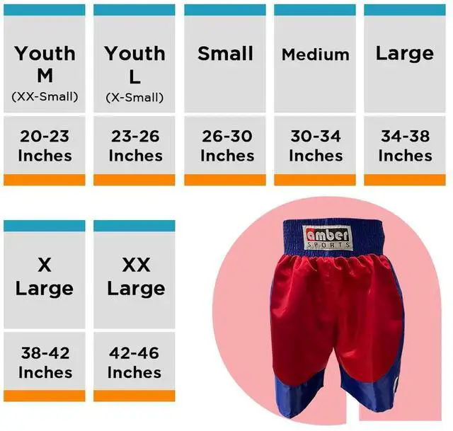 Alt view image 2 of 5 - Amber Sporting Goods Men's Boxing Shorts, Ultra Lightweight, Durable - Ideal for MMA, Muay Thai Red/Blue 2XS