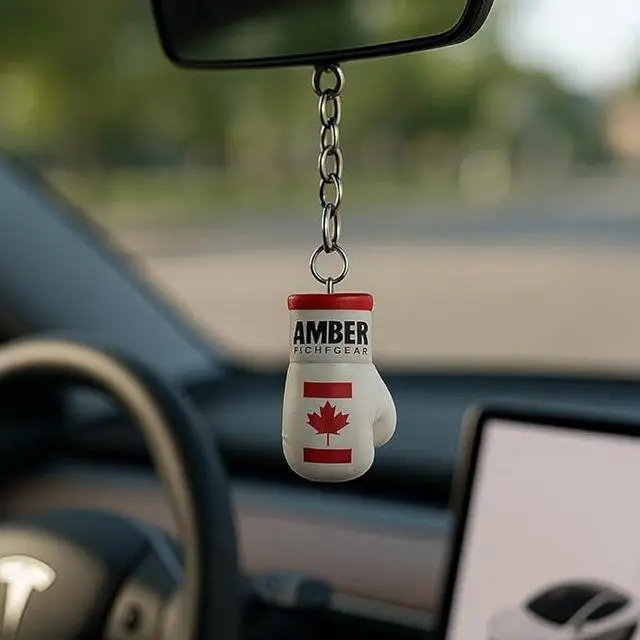 Alt view image 4 of 5 - Amber Fight Gear Boxing Glove Replica Keyring Canada Authentic Miniature Souvenir with Heavy-Duty Design