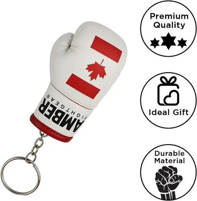 Alt view image 5 of 5 - Amber Fight Gear Boxing Glove Replica Keyring Canada Authentic Miniature Souvenir with Heavy-Duty Design