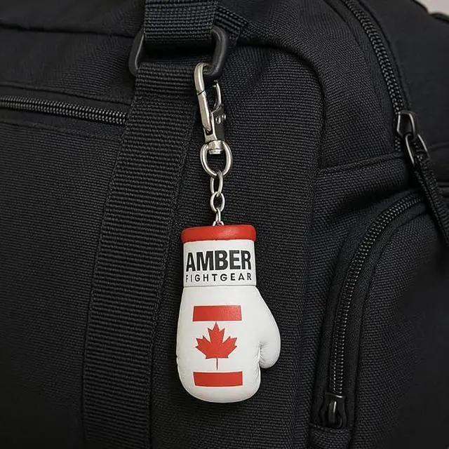 Alt view image 2 of 5 - Amber Fight Gear Boxing Glove Replica Keyring Canada Authentic Miniature Souvenir with Heavy-Duty Design