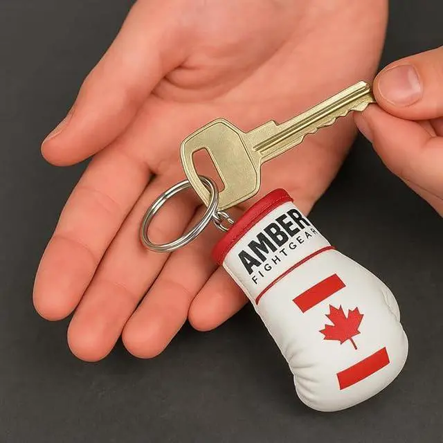 Alt view image 3 of 5 - Amber Fight Gear Boxing Glove Replica Keyring Canada Authentic Miniature Souvenir with Heavy-Duty Design