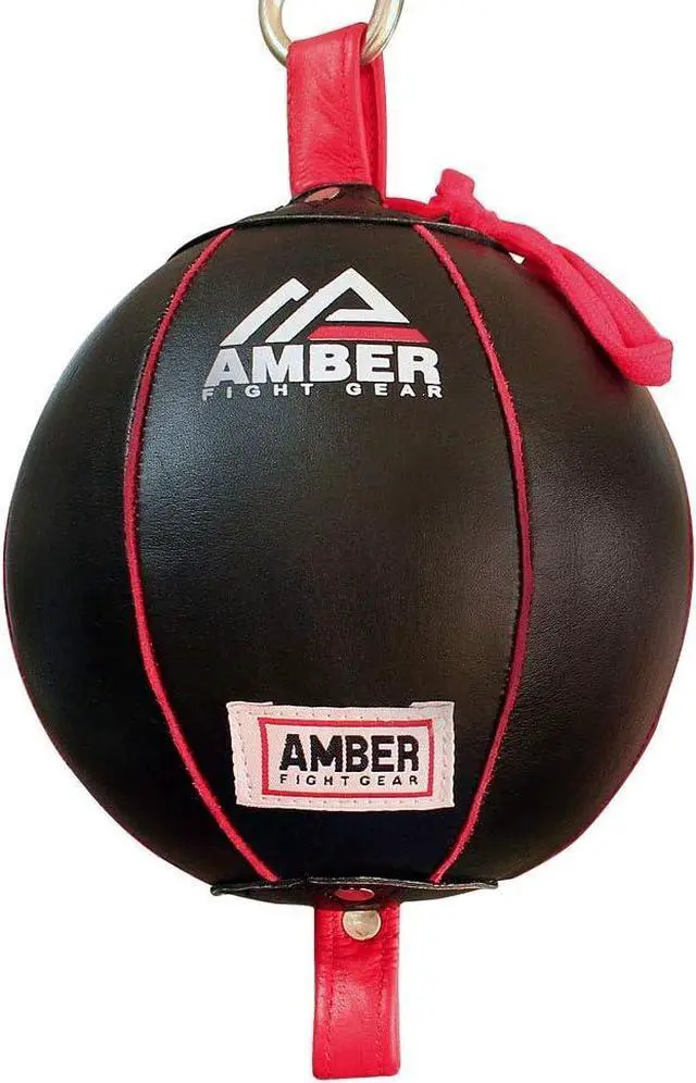Main image of Amber Fight Gear Boxing MMA Muay Thai Fitness Workout Training Leather Punching Floor to Ceiling Speed Dodge Ball Double End Bag Professional with Bungee Cords Large
