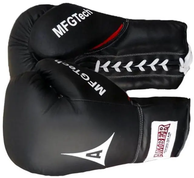 Alt view image 3 of 3 - Amber Fight Gear Premium Leather Lace-Up Gloves Superior Shock Protection, Sweat-Resistant Lining, and Unmatched Durability for Optimal Performance, Available in Sizes 14 oz, 16 oz, and 18 oz