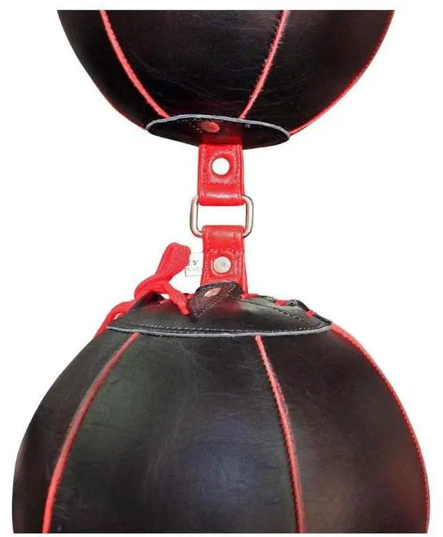 Alt view image 3 of 4 - Amber Fight Gear Double Double End Bag, Premium Leather Reflex Training System for Boxing, MMA, Kickboxing  Includes Bungee Cords, S-Hook