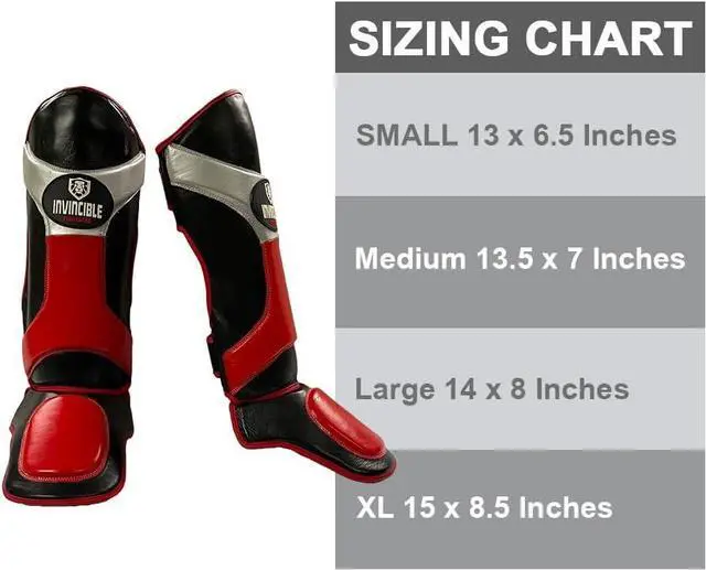 Alt view image 6 of 6 - Amber Fight Gear Invincible Shin & Instep - Premium Synthetic Leather Shin Guards for Muay Thai, MMA, Martial Arts Training & Sparring,Black/Red/Silver - Durable Protection for All Large