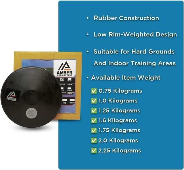 Alt view image 6 of 6 - Amber Fight Gear Robust Rubber Discus Durable Training Tool for Beginners & High School Athletes, Floor-Safe Design 1.75 kg