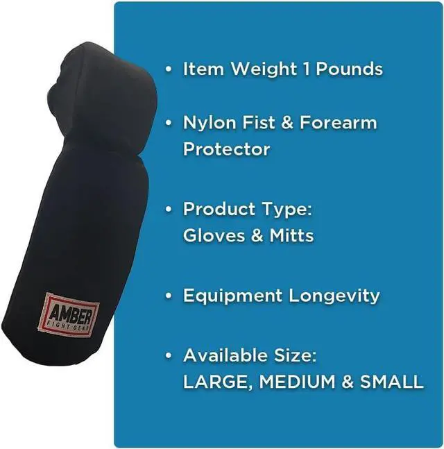 Alt view image 5 of 5 - Amber Fight Gear Ultimate Fist & Forearm Protector Premium Martial Arts Gloves with Full-Length Nylon Sleeves, Superior Knuckle Defense for Boxing, Kickboxing, MMA, and Fitness Training Small