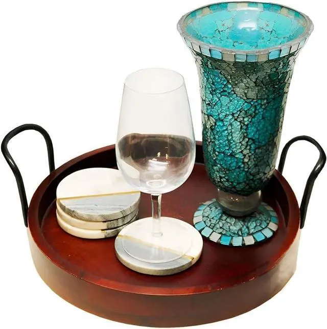 Alt view image 3 of 5 - Amber Fight Gear Dreamer Marble Coaster Set Great for Indoors or Outdoors for Wine Glasses, Tea Cups, Coffee Mugs or Juice Glasses (Set of 4)