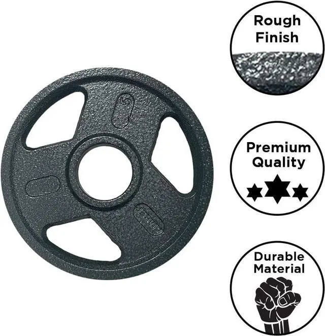Alt view image 3 of 5 - Amber Fight Gear Tri-Grip Weight Plates Durable Cast Iron for Versatile Strength Training - Ideal for Squats, Deadlifts, Bench Press, Multiple Weight Options Available, Sold as Pair 5 lbs.