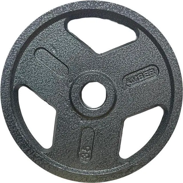 Main image of Amber Fight Gear Tri-Grip Weight Plates Durable Cast Iron for Versatile Strength Training - Ideal for Squats, Deadlifts, Bench Press, Multiple Weight Options Available, Sold as Pair 5 lbs.