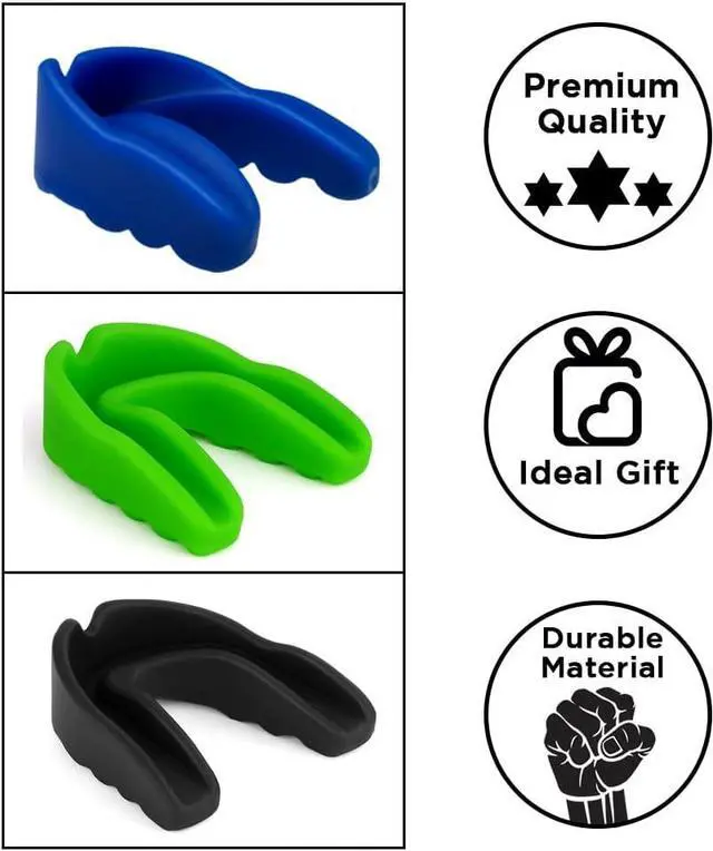 Alt view image 4 of 5 - Amber Fight Gear Adult Single Mouthpiece with Durable Ventilated Case - Customizable Fit, Boil and Wear Instructions, Solid Construction for Superior Protection, Blue