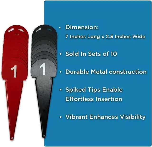 Alt view image 5 of 6 - Amber Fight Gear Durable Discus & Shot Put Markers, Set of 10 Track and Field Equipment with Spiked Tips, High Visibility, Heavy-Duty Metal Build for Training & Competition, 7 x 2.5 Inches