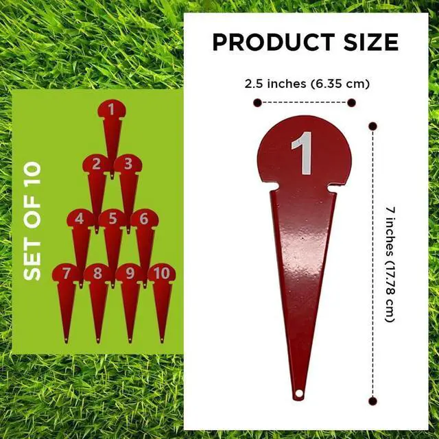 Alt view image 4 of 6 - Amber Fight Gear Durable Discus & Shot Put Markers, Set of 10 Track and Field Equipment with Spiked Tips, High Visibility, Heavy-Duty Metal Build for Training & Competition, 7 x 2.5 Inches