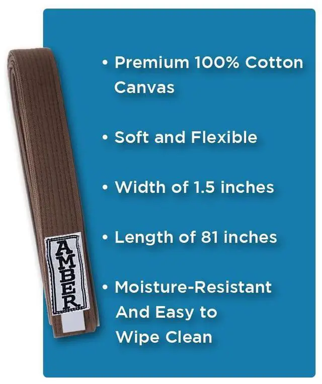 Alt view image 5 of 6 - Amber Sporting Goods Premium Karate Belt, 100% Cotton Canvas Martial Arts Belt for Karate, Taekwondo & Judo Size 1 - 85 Inches