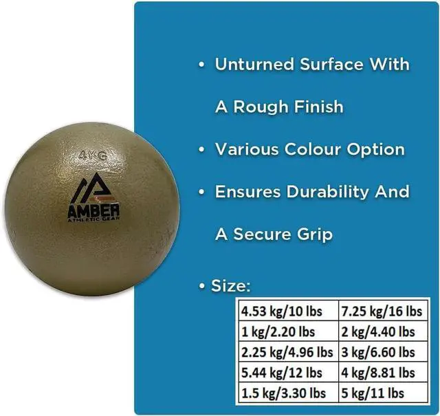 Alt view image 4 of 5 - Amber Fight Gear Cast Iron Shot Put Weights  2.25kg (4.96lbs)  - Ideal for Track & Field Training - Color May Vary