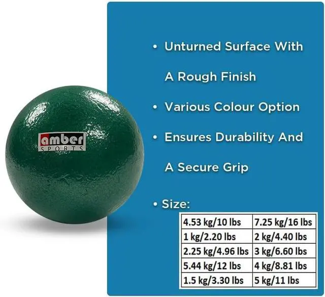 Alt view image 4 of 6 - Amber Fight Gear Cast Iron Shot Put Weights  3kg (6.60lbs) - Ideal for Track & Field Training - Color May Vary