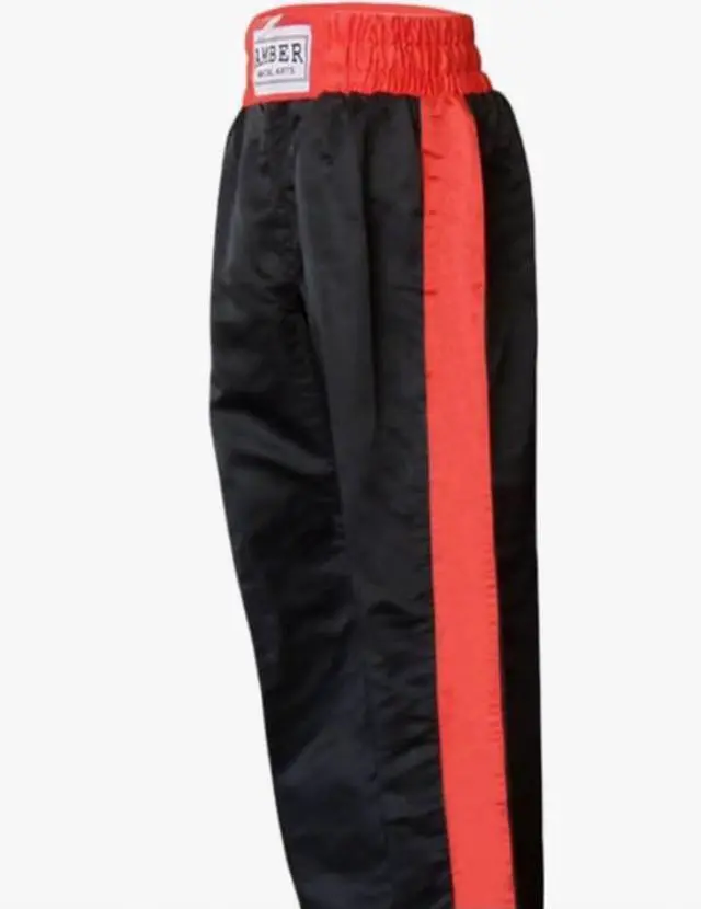 Alt view image 2 of 3 - Amber Fight Gear Nylon/Satin Kickboxing Pants Featuring 3" Boxing Style Waistband and Drawstring, and Durability