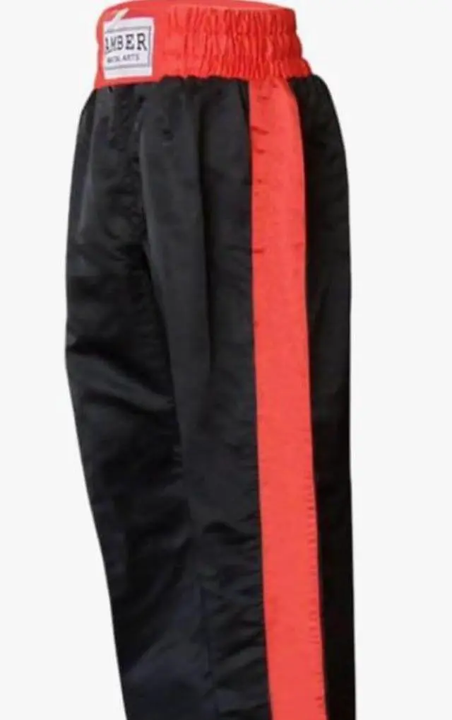 Alt view image 3 of 3 - Amber Fight Gear Nylon/Satin Kickboxing Pants Featuring 3" Boxing Style Waistband and Drawstring, and Durability