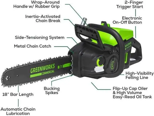 Alt view image 2 of 5 - Amber Fight Gear High Performance 82V 18" 2.7kW Chainsaw with 4Ah Battery and Dual Port Charger (82CS27-4DP) - Power and Precision for Your Cutting Needs