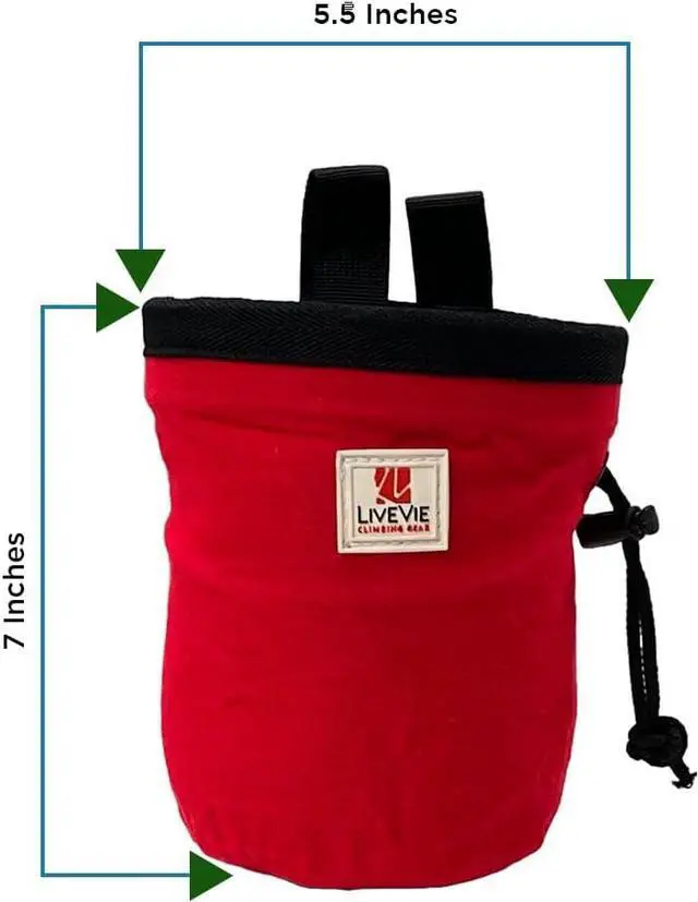 Alt view image 3 of 4 - Amber Fight Gear Ultralight Chalk Bag with Secure Cinch Closure and Durable Nylon Loop, Perfect for Rock Climbing, Bouldering, Crossfit, and Gymnastics Red