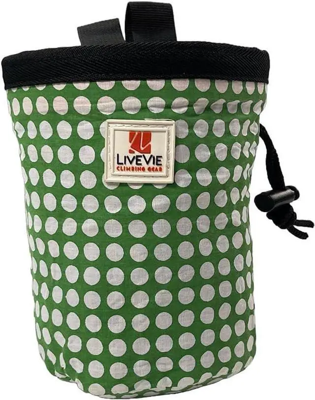 Main image of Amber Fight Gear Ultralight Chalk Bag with Secure Cinch Closure and Durable Nylon Loop, Perfect for Rock Climbing, Bouldering, Crossfit, and Gymnastics Polka Dots