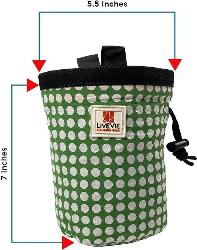 Alt view image 3 of 5 - Amber Fight Gear Ultralight Chalk Bag with Secure Cinch Closure and Durable Nylon Loop, Perfect for Rock Climbing, Bouldering, Crossfit, and Gymnastics Polka Dots
