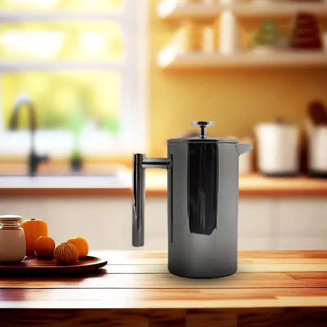 Alt view image 4 of 5 - LIVEVIE Double-Walled Stainless Steel French Press Coffee Maker - Rust-Free 304 Grade Steel - Granule-Free Coffee and Tea Brewer - Stylish and Durable Design 32oz