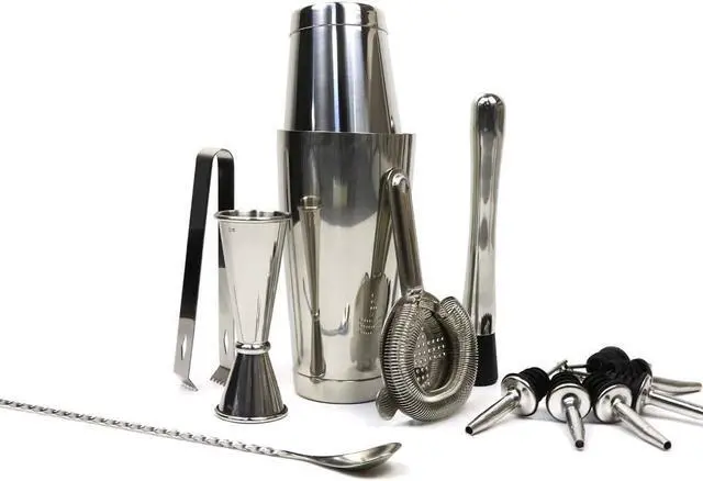 Main image of LIVEVIE Boston Cocktail Shaker Set, 13-Piece Professional Bartender Kit with Stainless Steel Shakers, Jigger, Strainer, Muddler, Tongs, Bottle Pourers & Swizzle Stick for Home & Professional Bars