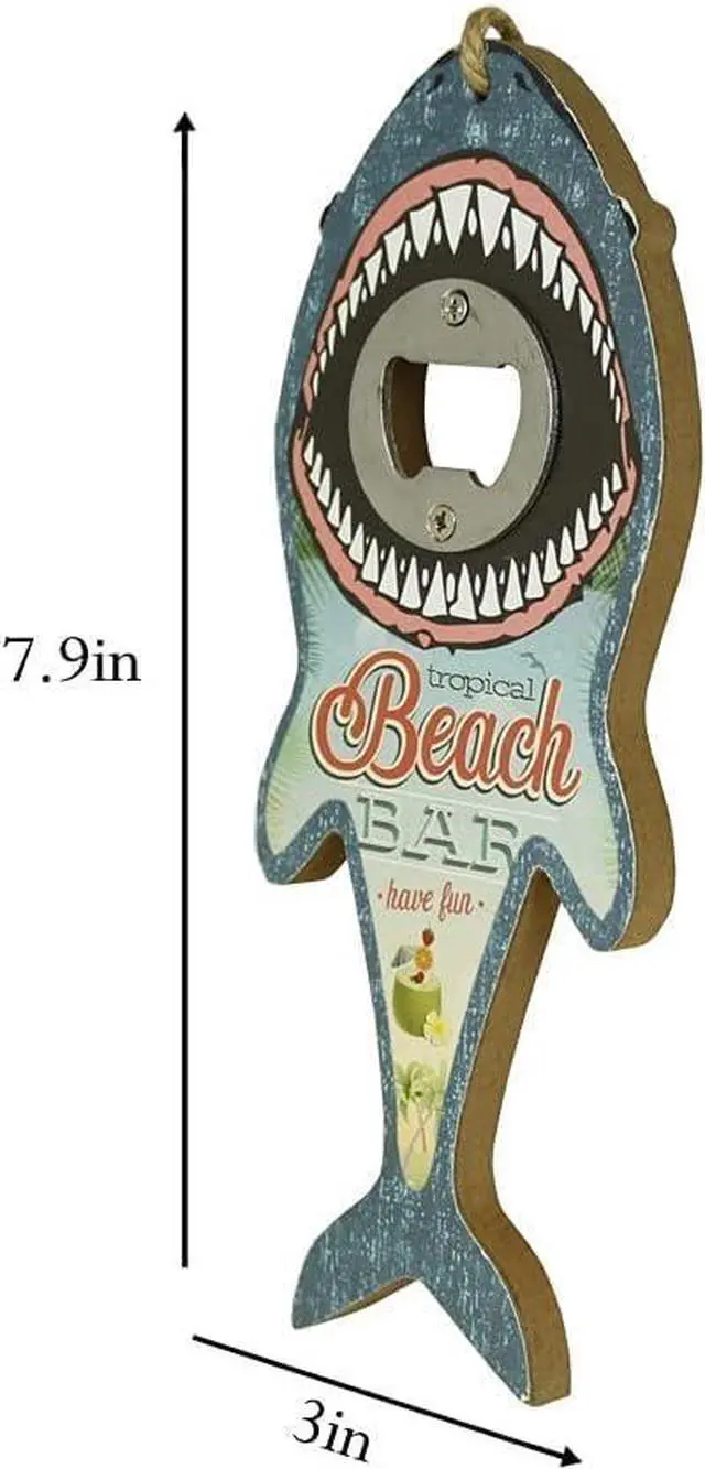 Alt view image 2 of 5 - LIVEVIE Shark Bottle Opener for Beer, Soda, and Pop Tops - Wall Mount Bartender Kitchen Barware