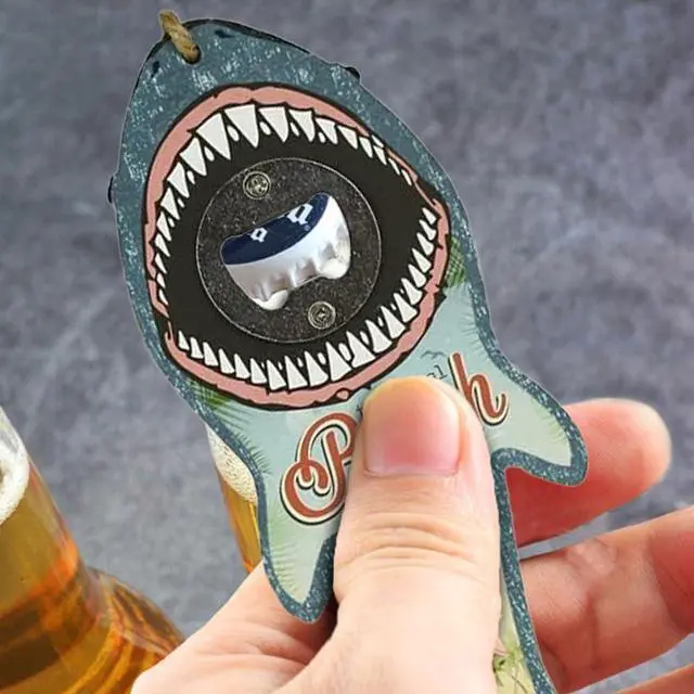Alt view image 3 of 5 - LIVEVIE Shark Bottle Opener for Beer, Soda, and Pop Tops - Wall Mount Bartender Kitchen Barware